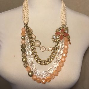 Anthropologie macrame & charm necklace